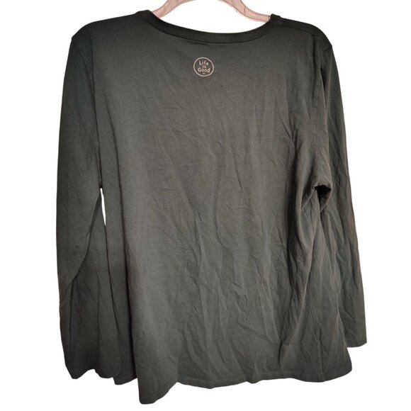 Life is Good XXL Spread Good Vibes Sage Green Long Sleeve T-Shirt, Peace Sign - Picture 4 of 4